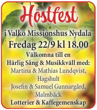 Inbjudan till höstfest i Valkö