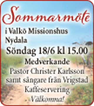 Inbjudan till Valkö missionshus